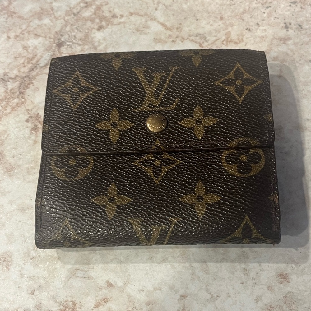 Louis Vuitton Brown and Gold Monogram Elise Wallet Vintage